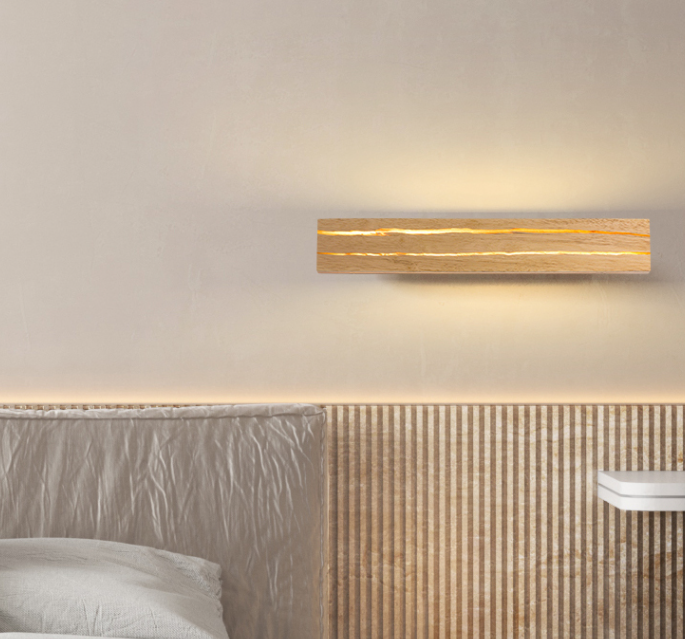 LED Simple Wood Bedside Wall Light