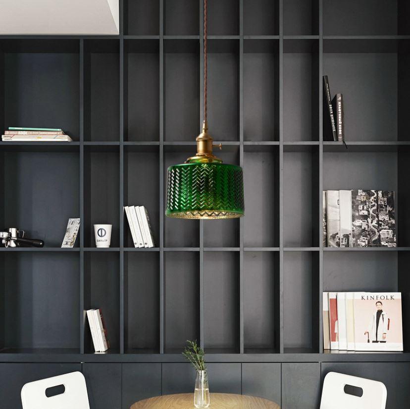 LED Retro Loft Green Glass Pendant Light