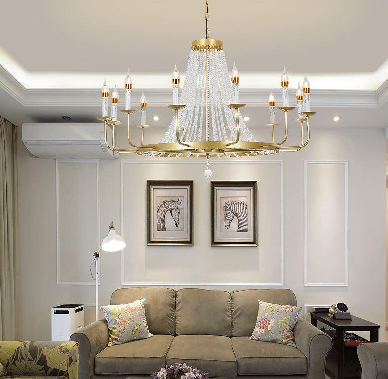 Retro LED Gold  Metal Crystal Pendant Chandelier