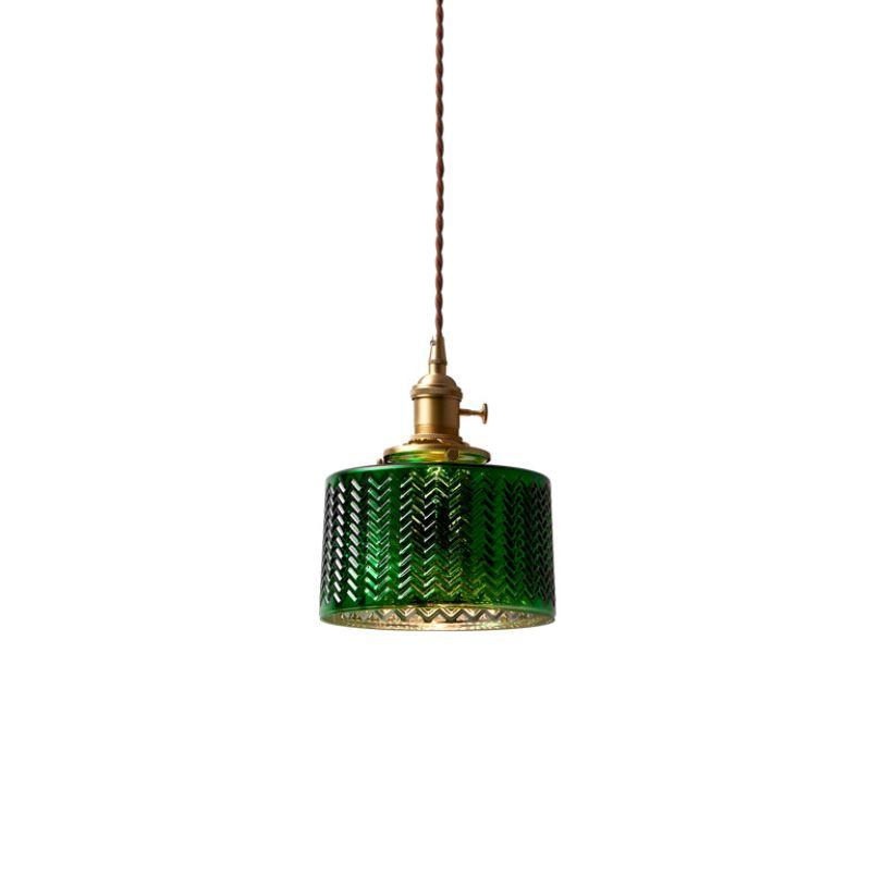 LED Retro Loft Green Glass Pendant Light