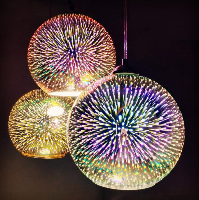 LED 3D Multi-color Glass Sphere Pendant Light