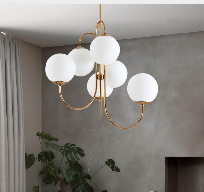 LED Metal Glass Chandelier for Living Room Bedroom