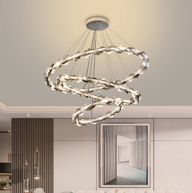 LED Luxury Style Modern Crystal Ring Pendant Light