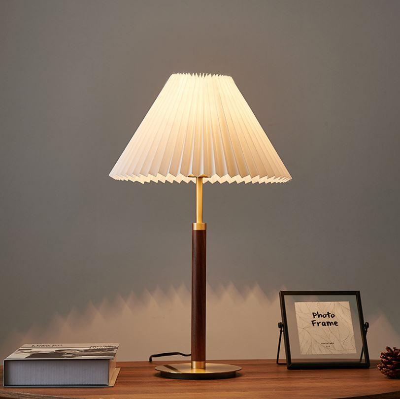 LED Copper Wood Cloth Floor Table Lamp