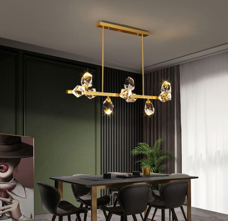 LED Multi-Light K9 Crystal Gold Pendant Light