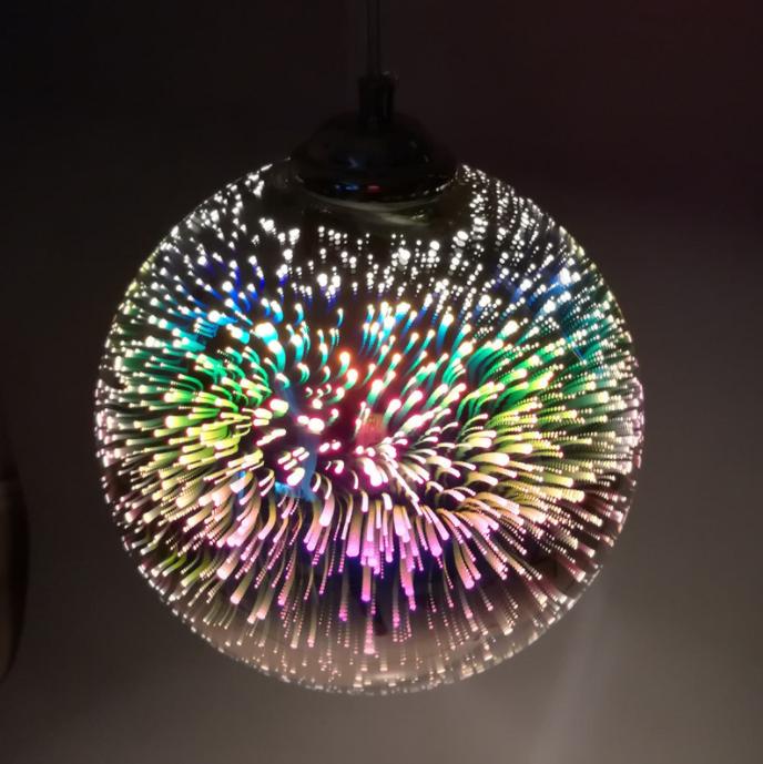 LED 3D Multi-color Glass Sphere Pendant Light