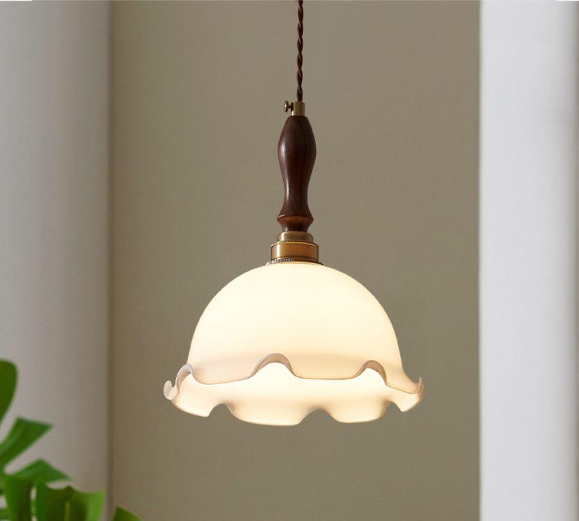 LED Japanese Design Milky Glass Pendant