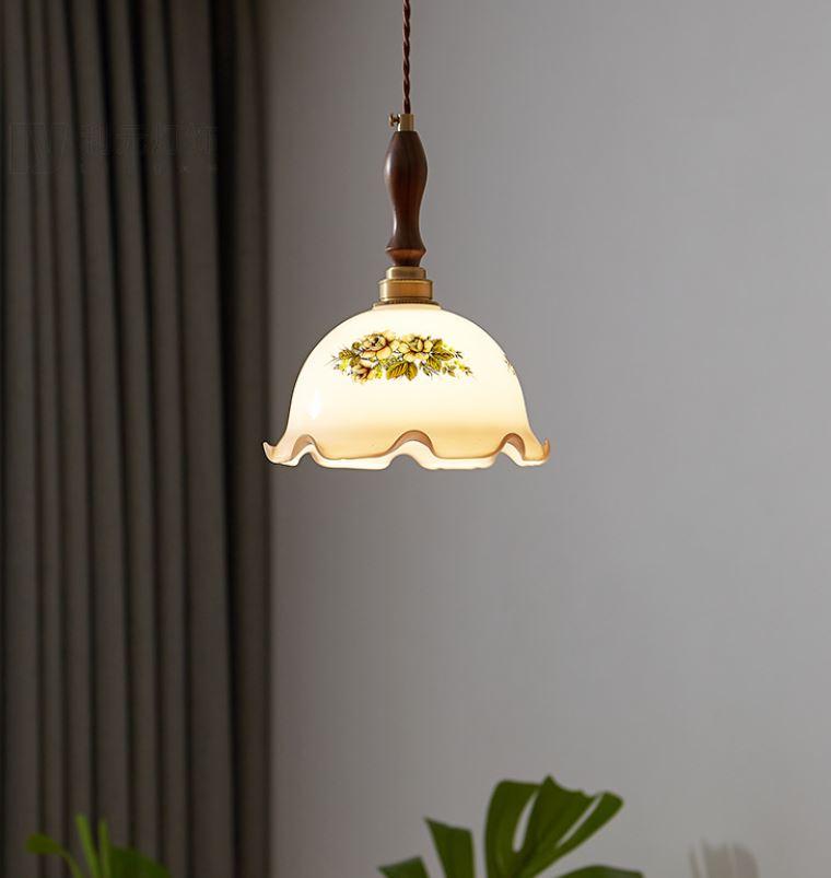 LED Japanese Design Milky Glass Pendant