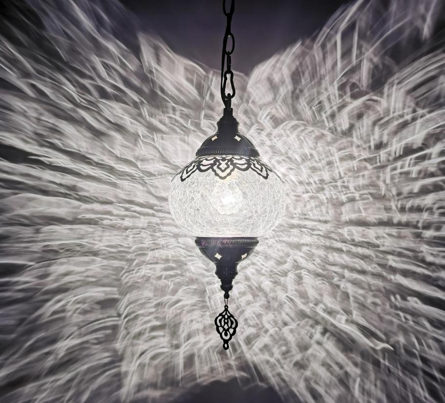 LED Glass Sphere Retro Mediterranean Style Pendant Light
