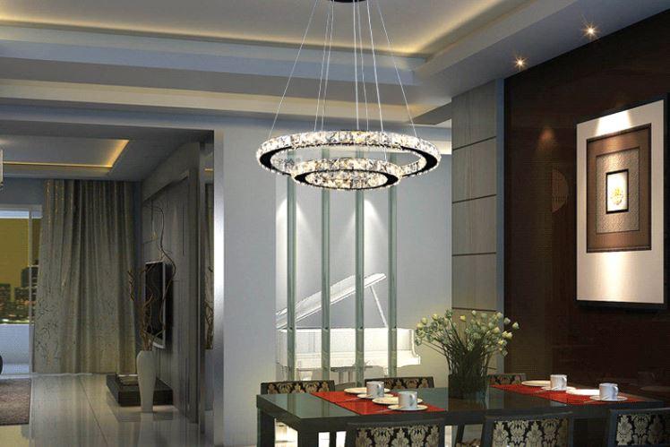 Crystal LED Stainless Steel Chandelier