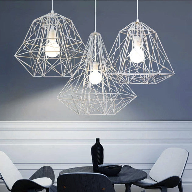 White Diamond Wire Cage Pendant Light - Catalogue.com.sg